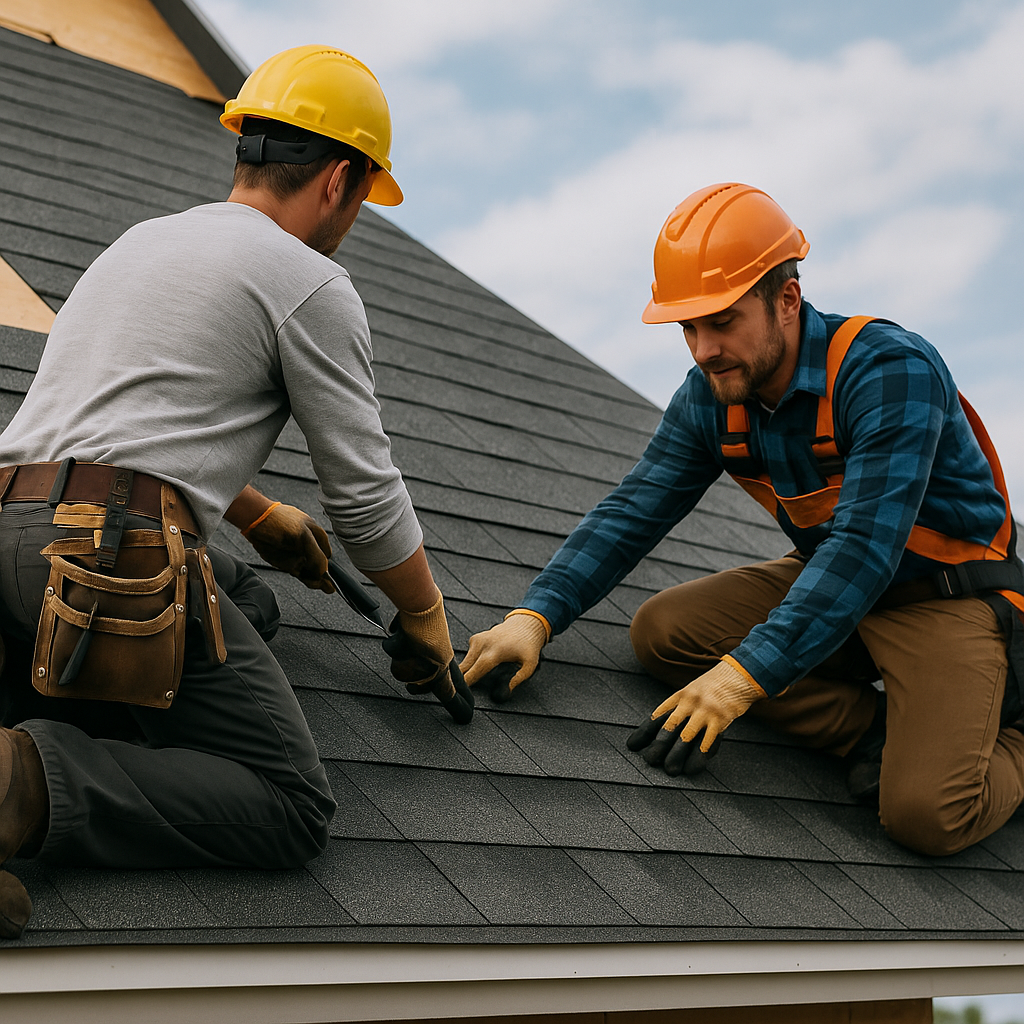 Happy roofer at work